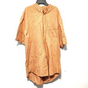 Rue 21 Guys Shirt Mens Large Orange Check Plaid Button Down Long Sleeve Shirt